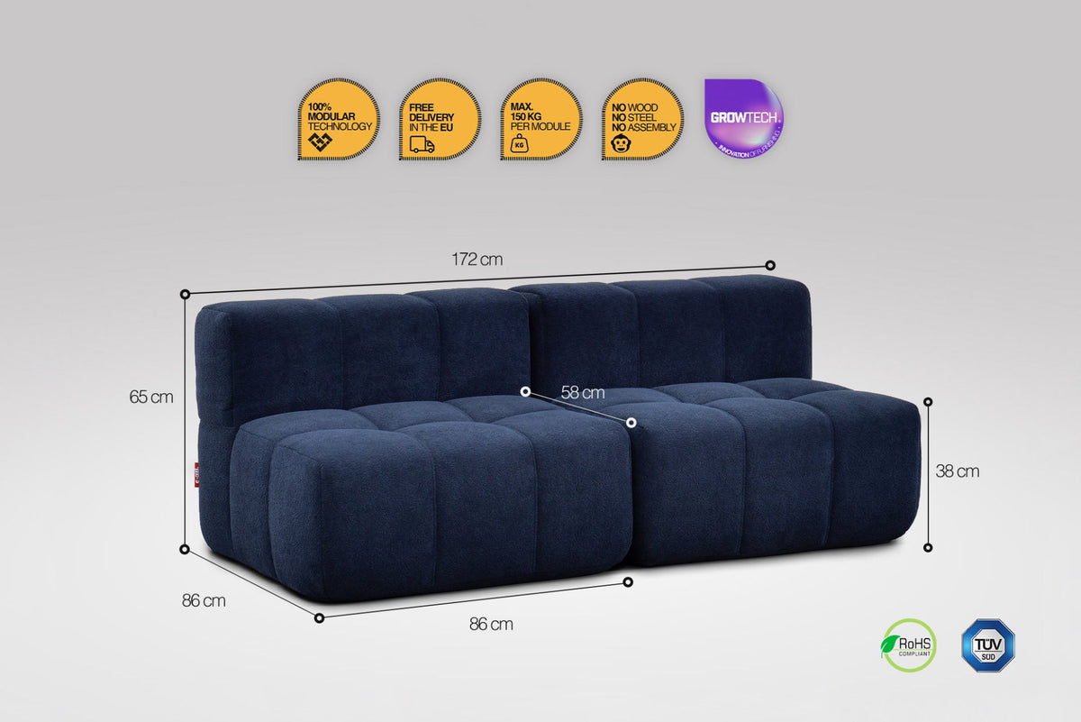 2-Piece Modular Sofa – Blue-2