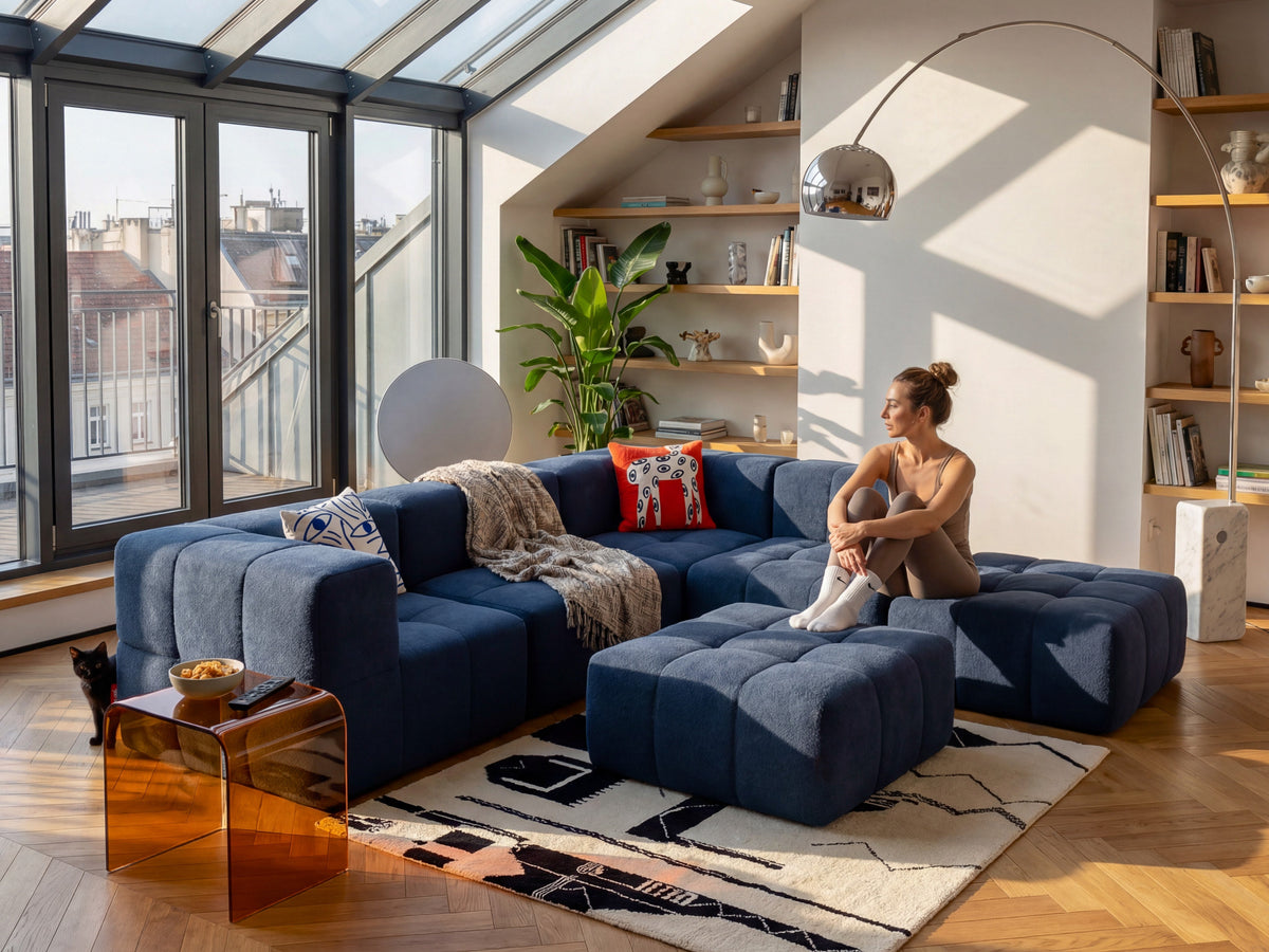 2-Piece Modular Sofa – Blue-4