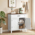 Buffet salon, meuble de rangement avec 2 portes, tiroir et étagère réglable, 76 x 35 x 80 cm, blanc-1