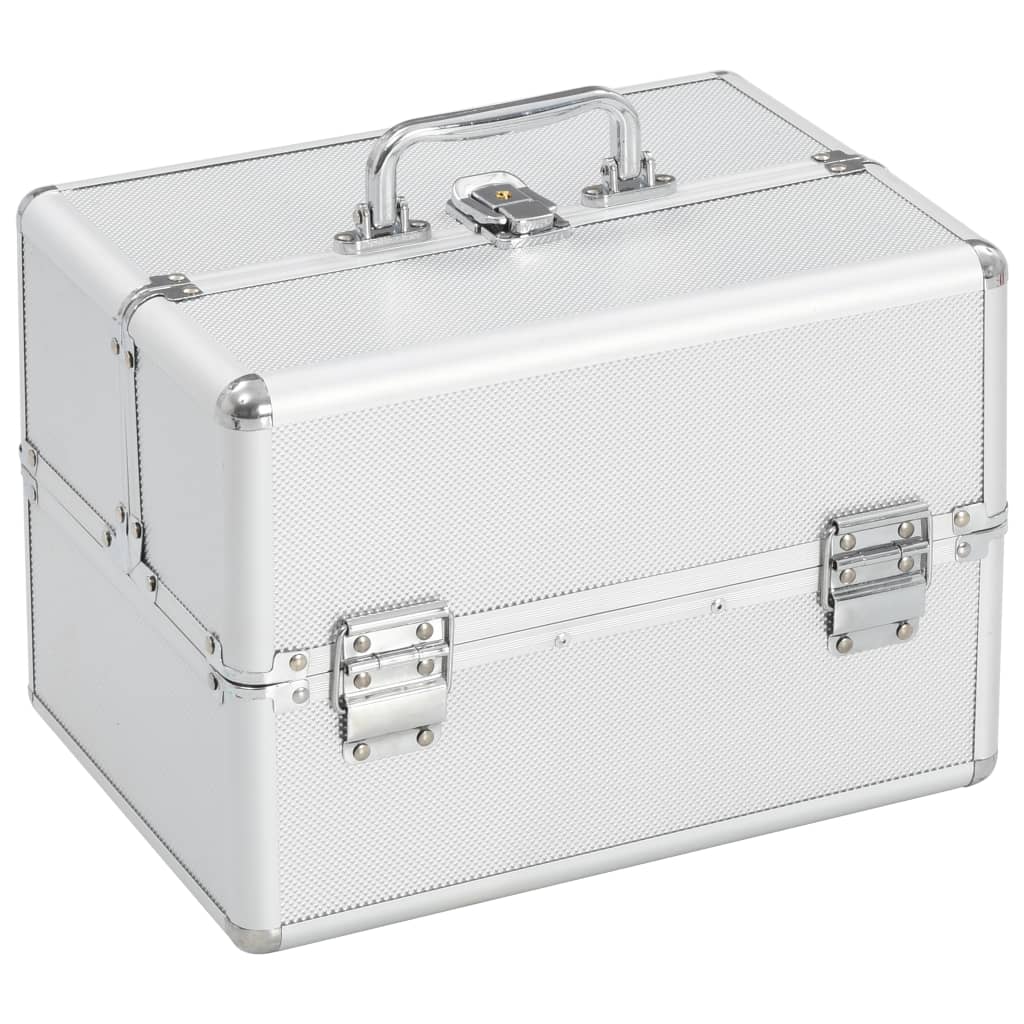 Compacte make-up organizer koffer in zilver