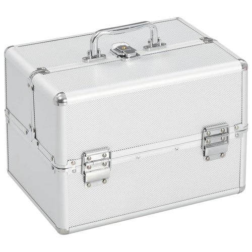 Compacte make-up organizer koffer in zilver
