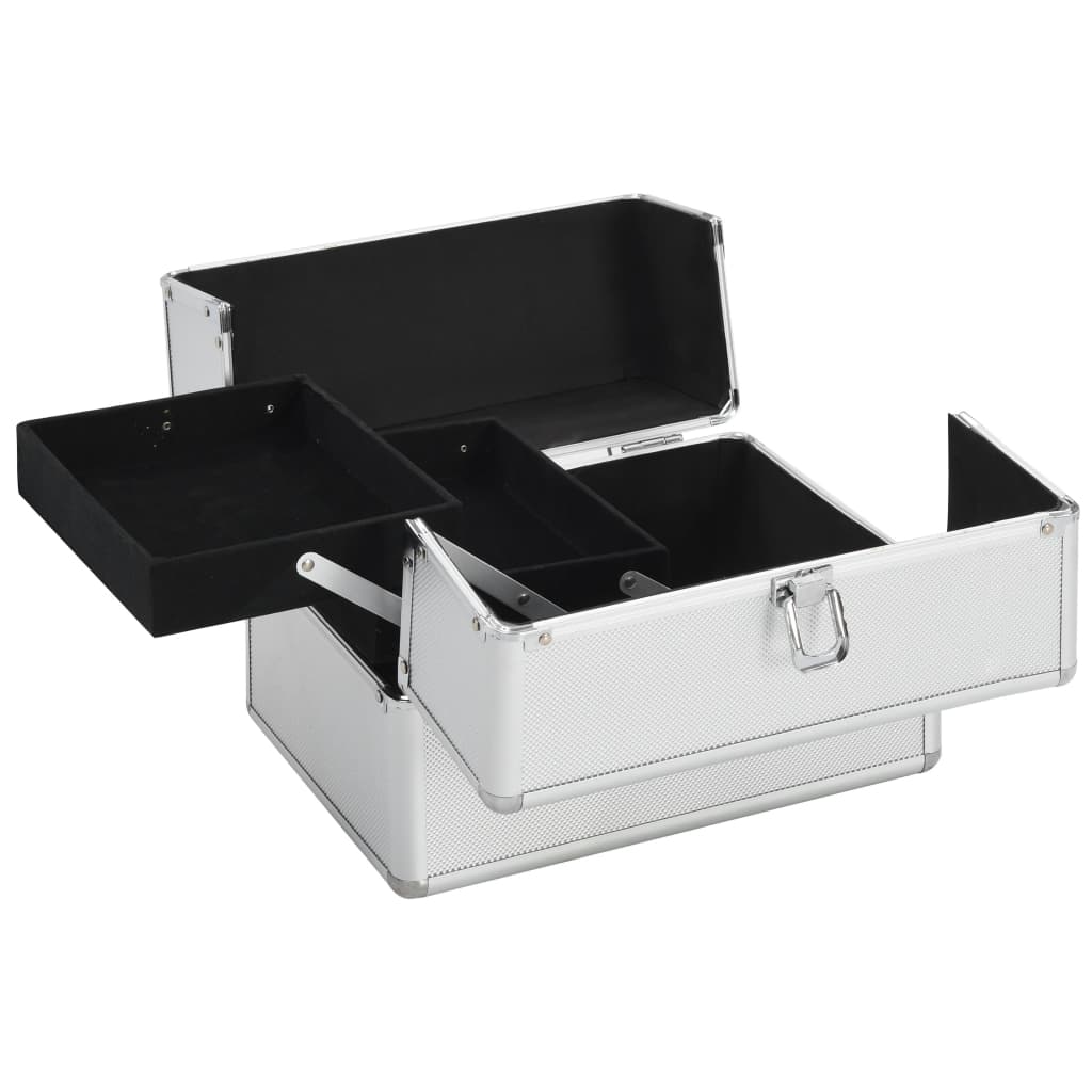 Compacte Make-up Organizer Koffer – Zilver