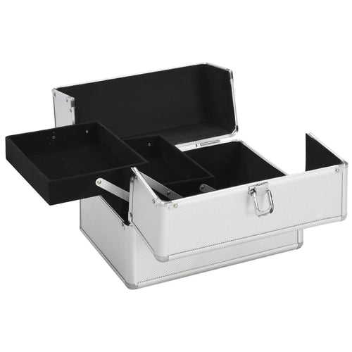 Compacte Make-up Organizer Koffer – Zilver