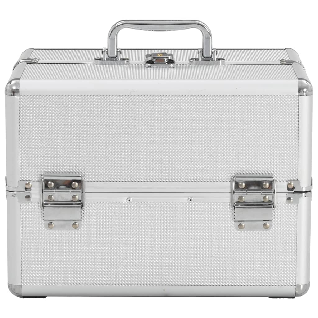 Compacte Make-up Organizer Koffer – Zilver