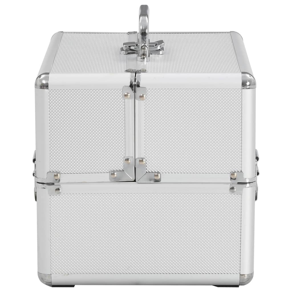 Compacte Make-up Organizer Koffer – Zilver
