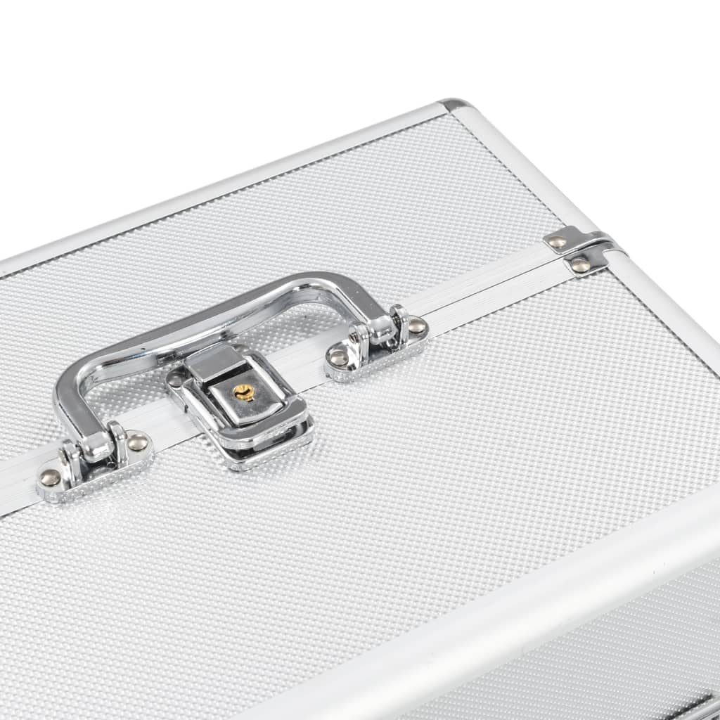 Compacte Make-up Organizer Koffer – Zilver