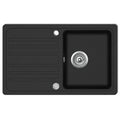 NNEVL Granite Kitchen Sink Single Basin with Drainer Reversible Black-0