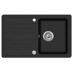 NNEVL Granite Kitchen Sink Single Basin with Drainer Reversible Black-0