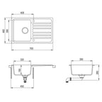 NNEVL Granite Kitchen Sink Single Basin with Drainer Reversible Black-1