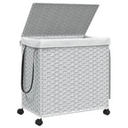Rattan Wasmand op Wielen Wit – 60 × 35 × 60,5 cm