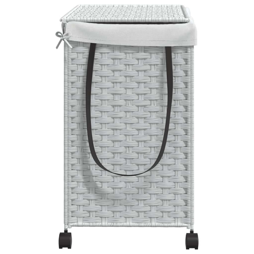 Rattan Wasmand op Wielen Wit – 60 × 35 × 60,5 cm