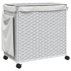 Rattan Wasmand op Wielen Wit – 60 × 35 × 60,5 cm