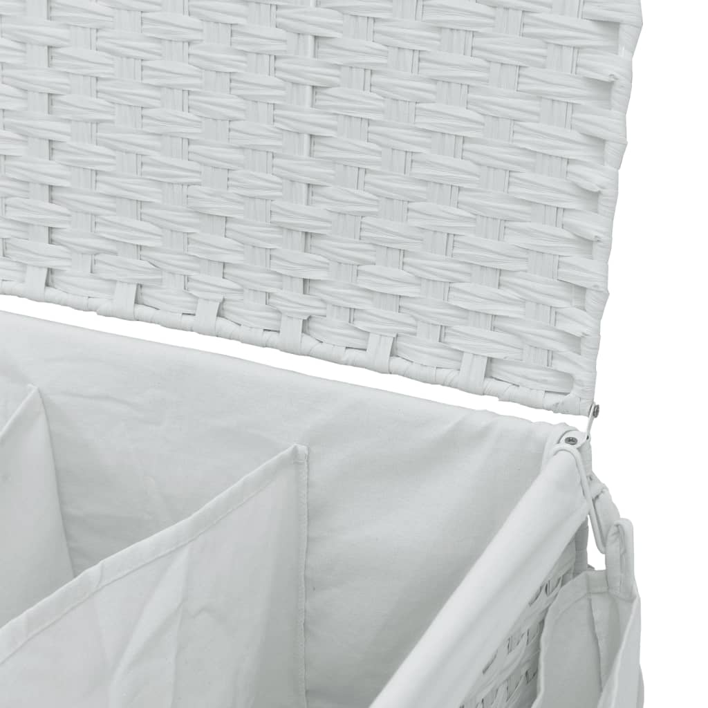Rattan Wasmand op Wielen Wit – 60 × 35 × 60,5 cm