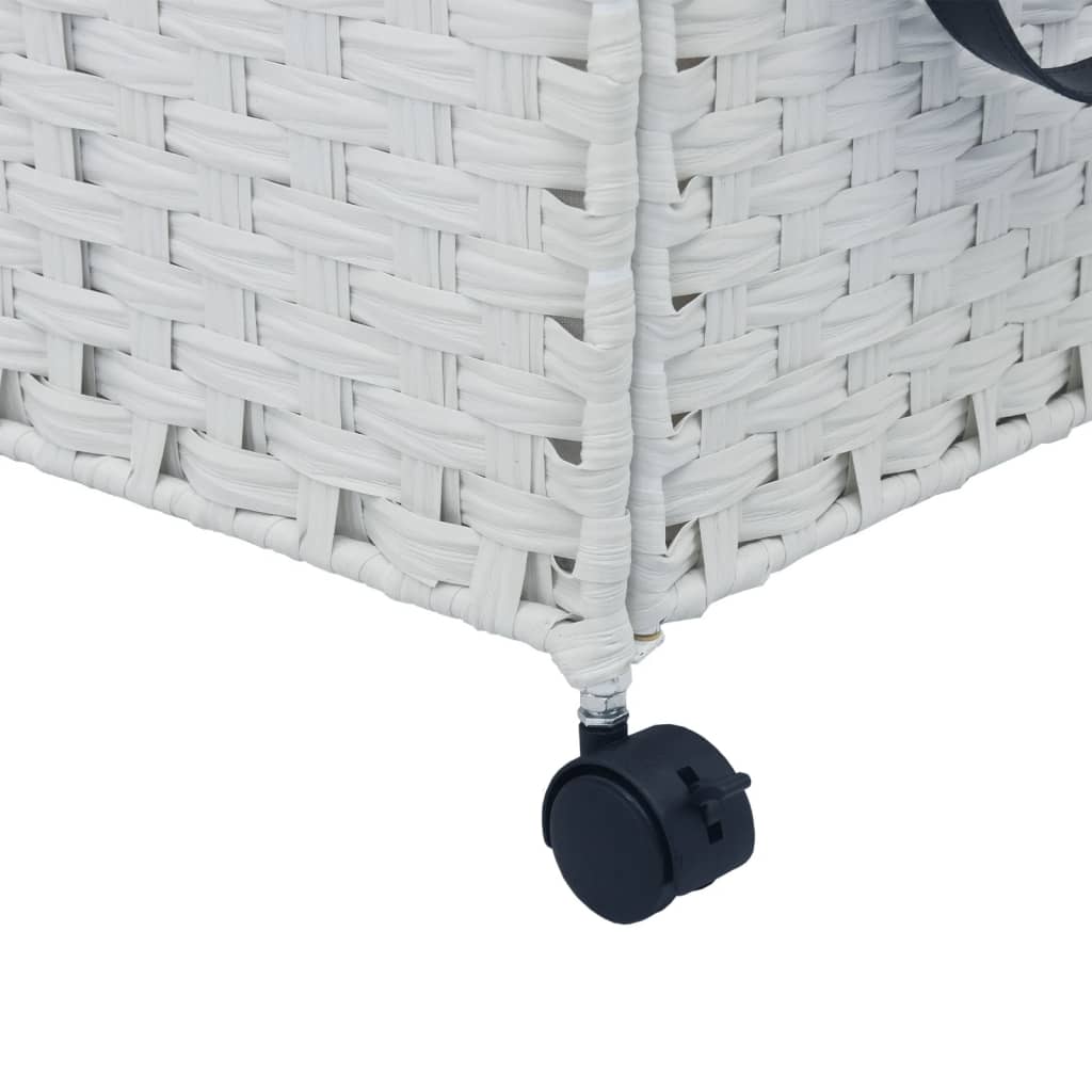 Rattan Wasmand op Wielen Wit – 60 × 35 × 60,5 cm
