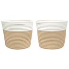 Katoenen Opbergmanden Beige & Wit – Set van 2