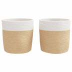 Katoenen Opbergmanden Beige & Wit – Set van 2