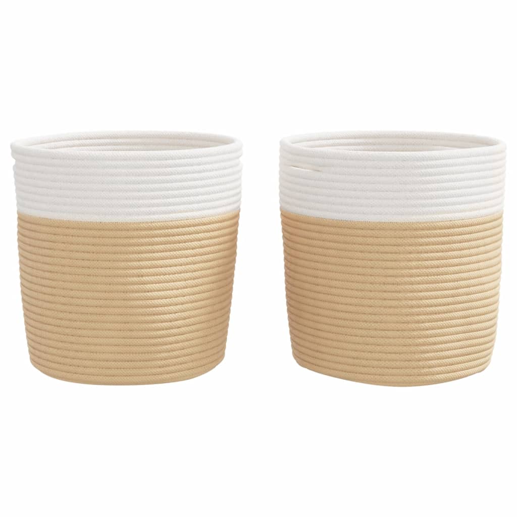 Katoenen Opbergmanden Beige & Wit – Set van 2