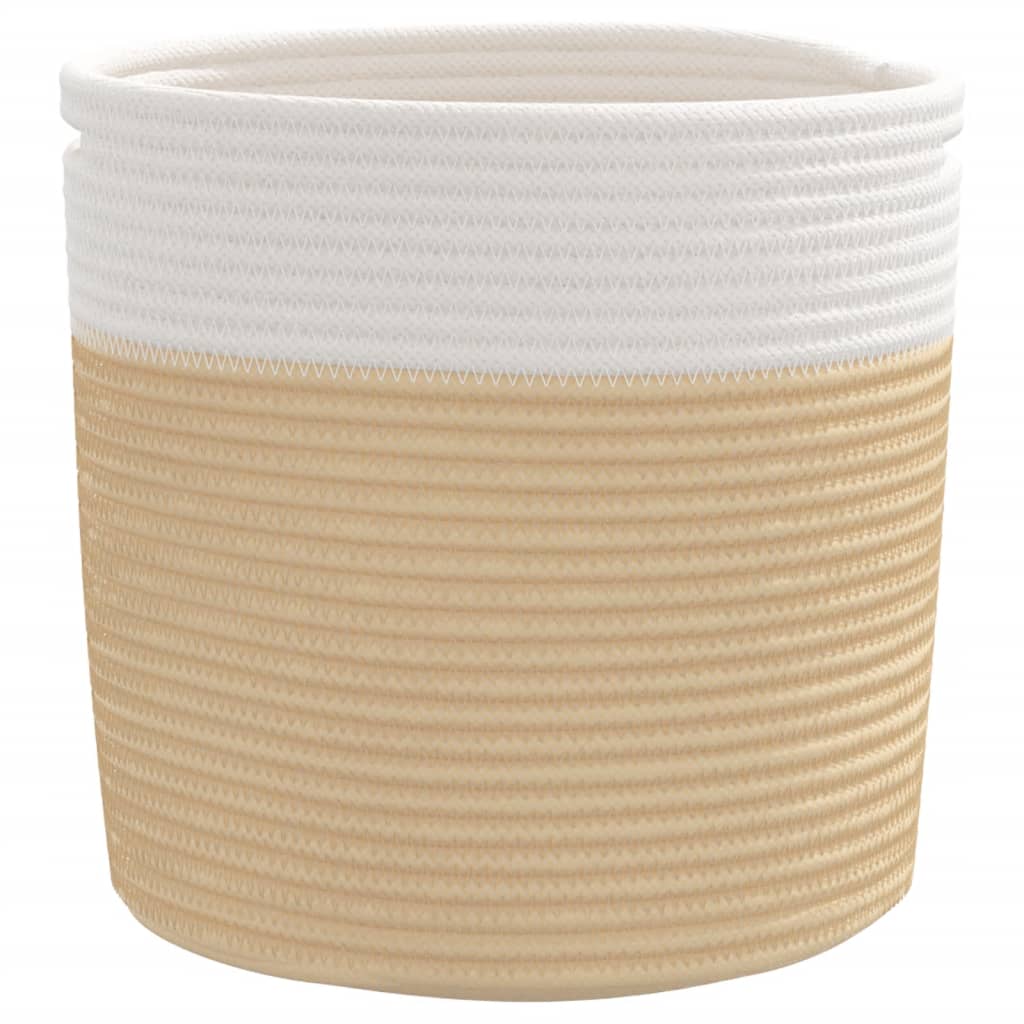 Katoenen Opbergmanden Beige & Wit – Set van 2