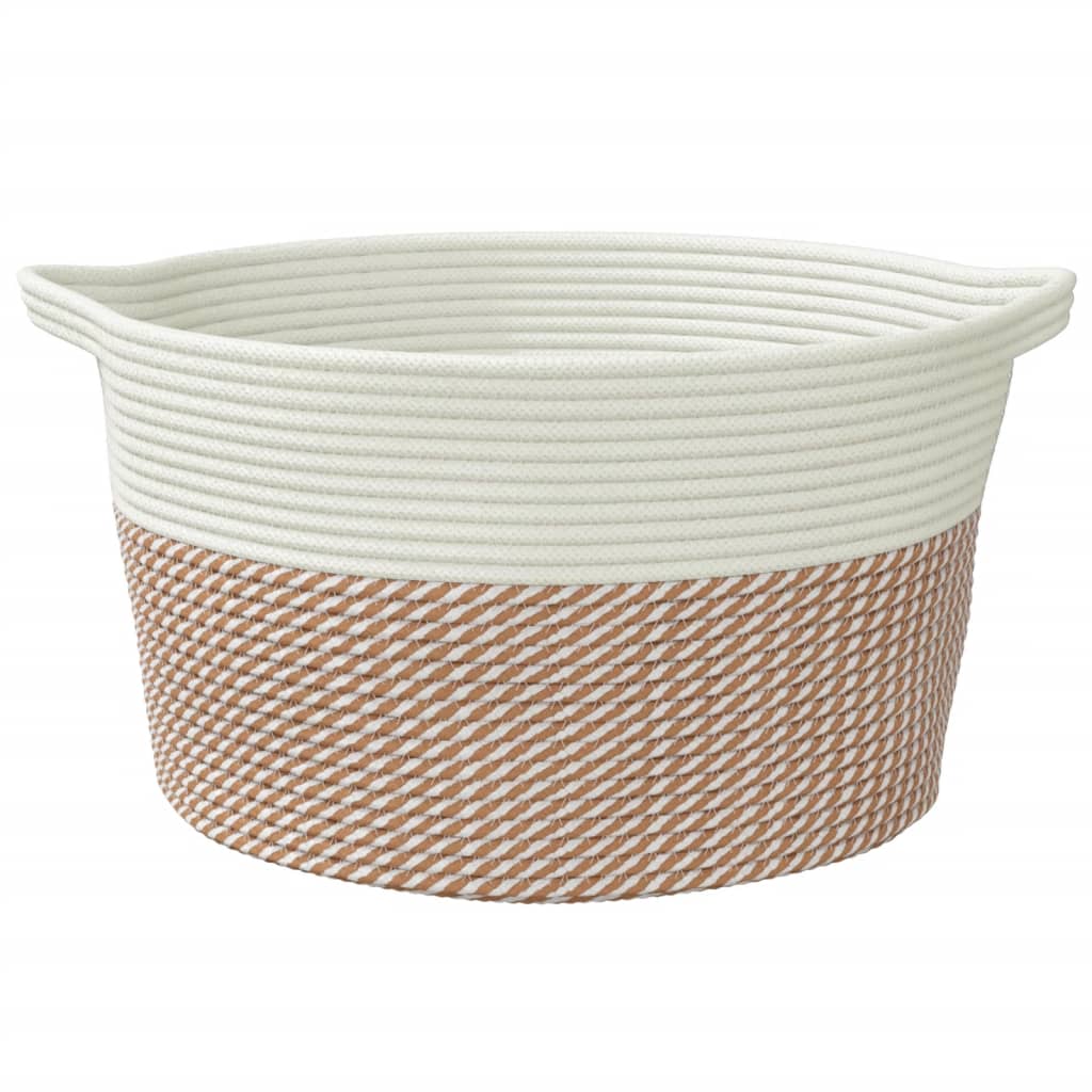 Katoenen Opbergmand Bruin & Wit – Ø 40 × 25 cm
