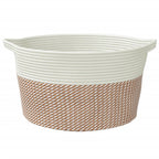 Katoenen Opbergmand Bruin & Wit – Ø 40 × 25 cm