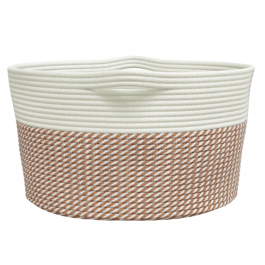 Katoenen Opbergmand Bruin & Wit – Ø 40 × 25 cm