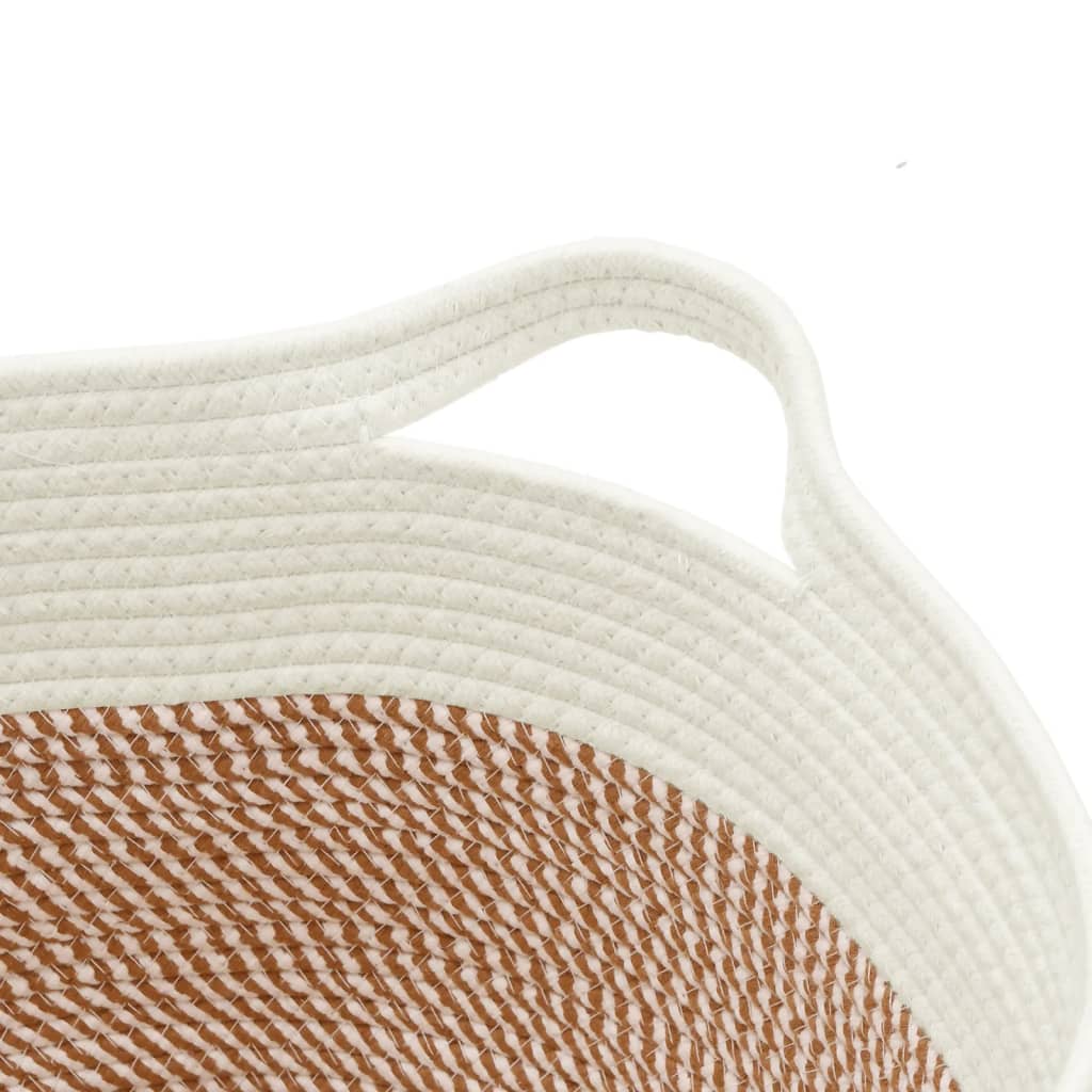 Katoenen Opbergmand Bruin & Wit – Ø 40 × 25 cm