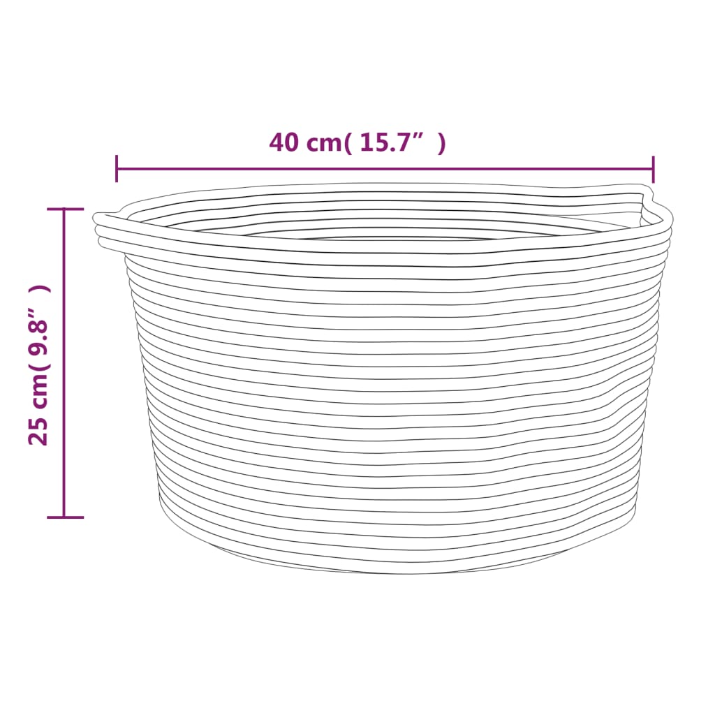 Katoenen Opbergmand Bruin & Wit – Ø 40 × 25 cm