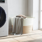 Katoenen Wasmand Beige & Wit – Ø 60 × 36 cm