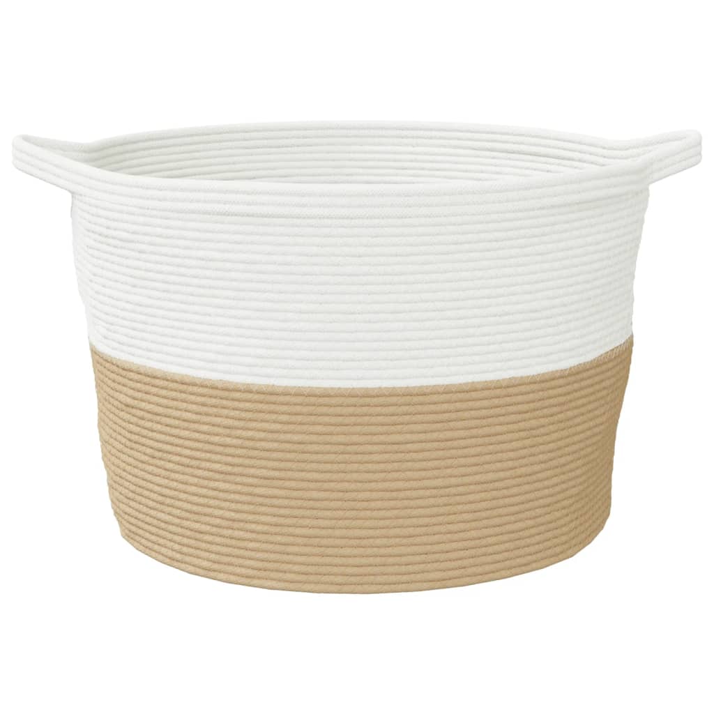 Katoenen Wasmand Beige & Wit – Ø 60 × 36 cm