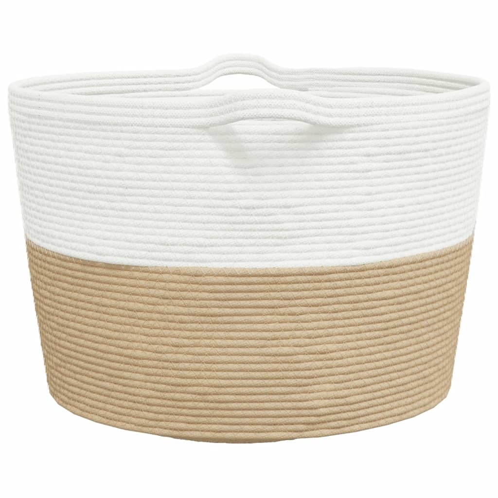 Katoenen Wasmand Beige & Wit – Ø 60 × 36 cm