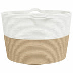 Katoenen Wasmand Beige & Wit – Ø 60 × 36 cm