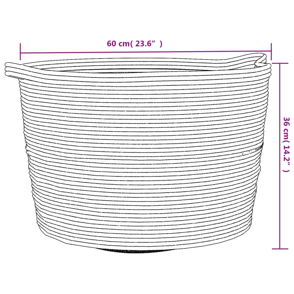 Katoenen Wasmand Beige & Wit – Ø 60 × 36 cm