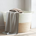 Katoenen wasmand beige en wit, Ø60 × 36 cm