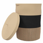 Katoenen Opbergmand met Deksel – Zwart & Beige