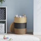 Katoenen Opbergmand met Deksel – Zwart & Beige