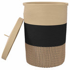 Katoenen Opbergmand met Deksel – Zwart & Beige