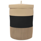 Katoenen Opbergmand met Deksel – Zwart & Beige