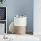 Opbergmand met Deksel – Bruin & Wit Katoen Ø 37 × 50 cm