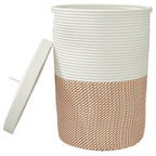 Opbergmand met Deksel – Bruin & Wit Katoen Ø 37 × 50 cm