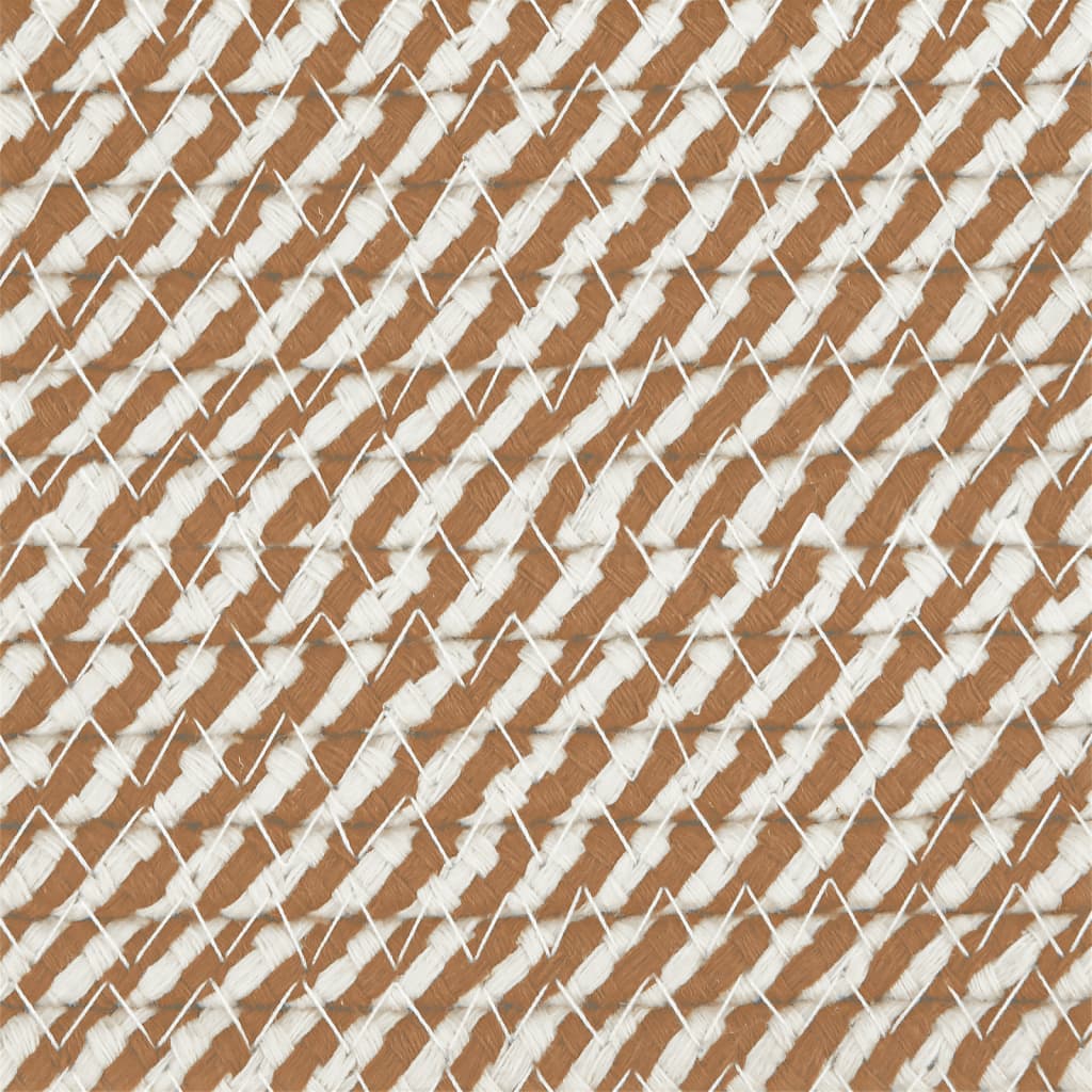 Opbergmand met Deksel – Bruin & Wit Katoen Ø 37 × 50 cm