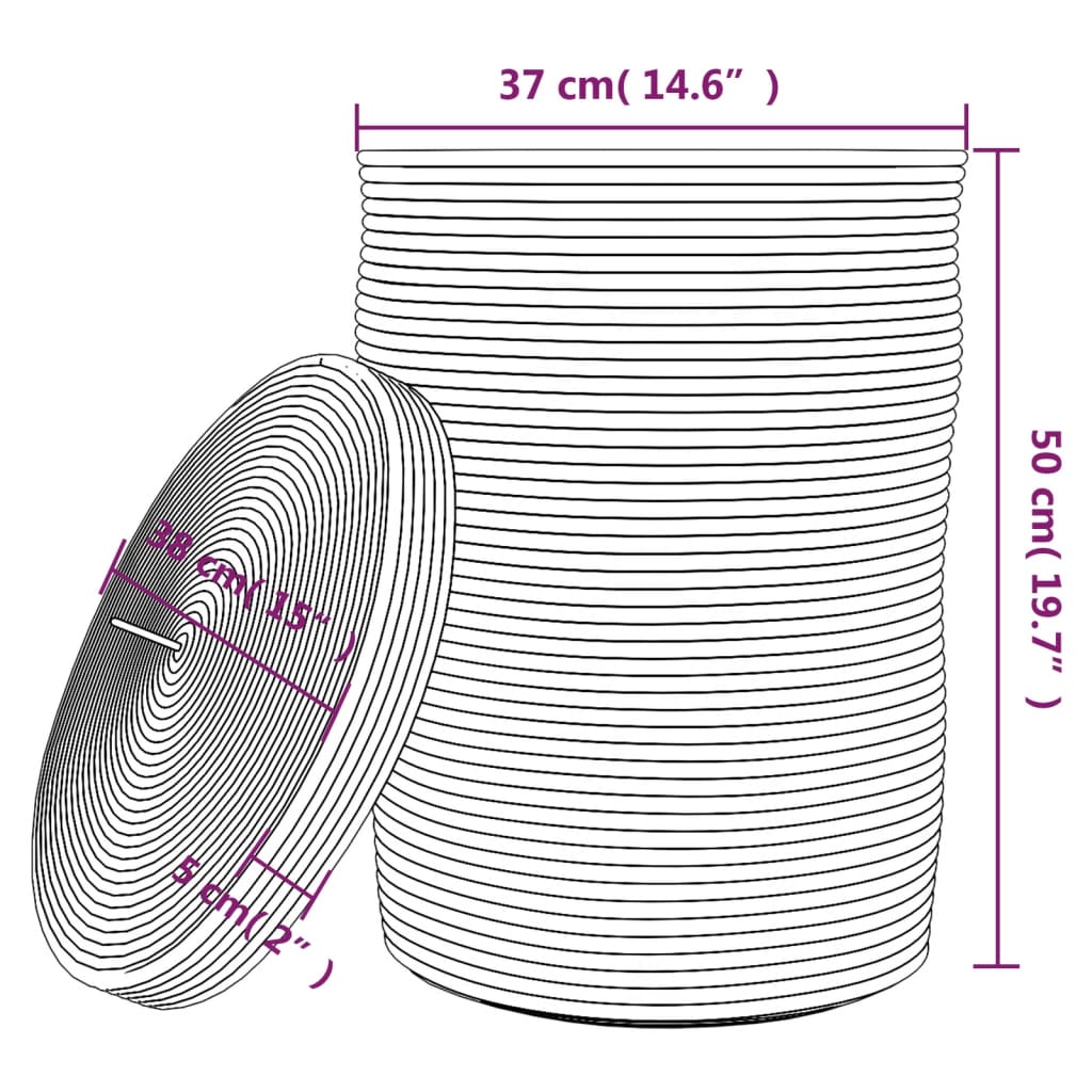 Opbergmand met Deksel – Bruin & Wit Katoen Ø 37 × 50 cm