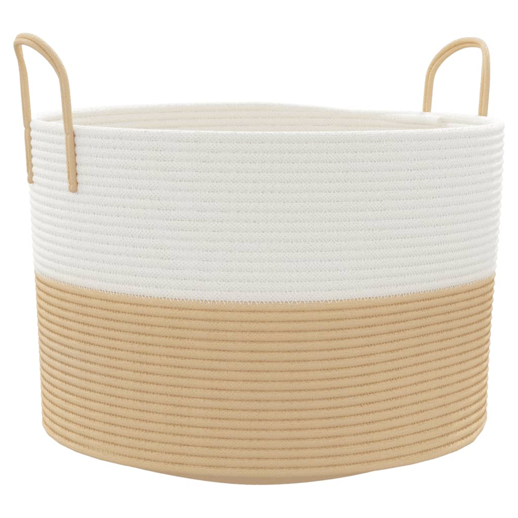 Opbergmand Beige & Wit Katoen – Ø 51 × 33 cm