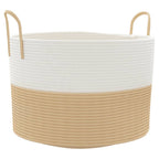 Opbergmand Beige & Wit Katoen – Ø 51 × 33 cm