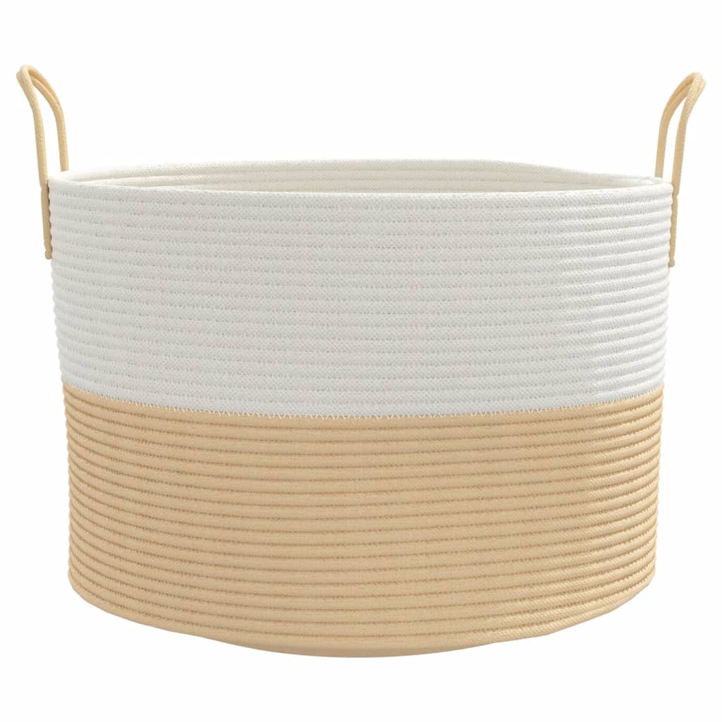 Opbergmand Beige & Wit Katoen – Ø 51 × 33 cm