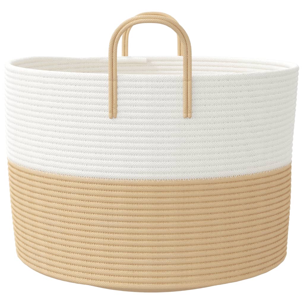 Opbergmand Beige & Wit Katoen – Ø 51 × 33 cm