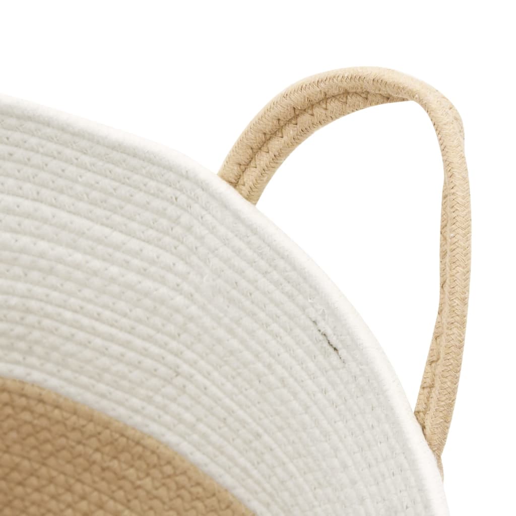 Opbergmand Beige & Wit Katoen – Ø 51 × 33 cm