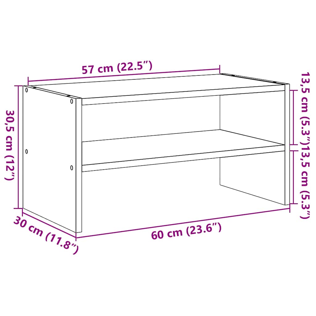 Stapelbaar Schoenenrek Betongrijs – 60 cm