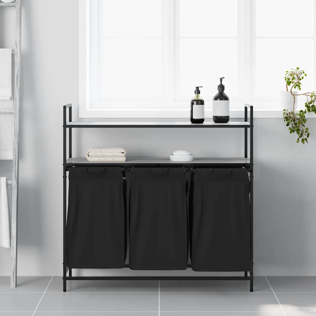 Wasmand 3 Vakken met Legplanken – Grijs Sonoma