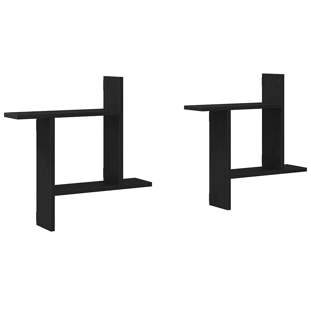 Wandplanken Zwart Eiken – Set van 2