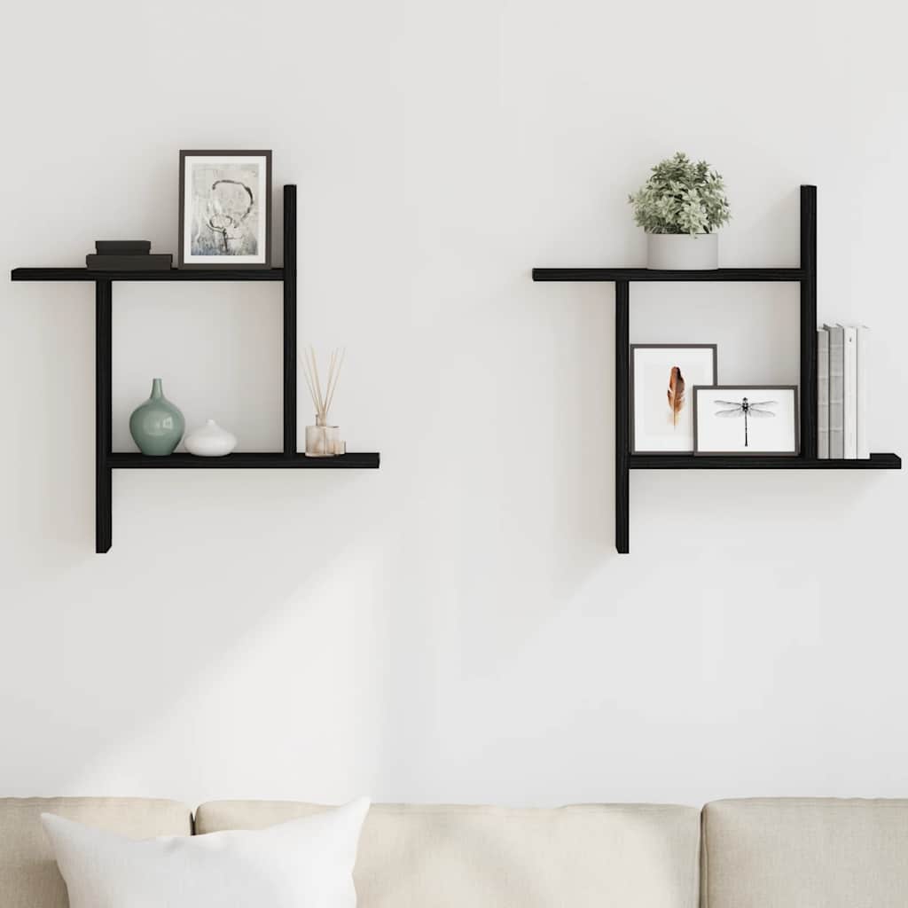 Wandplanken Zwart Eiken – Set van 2